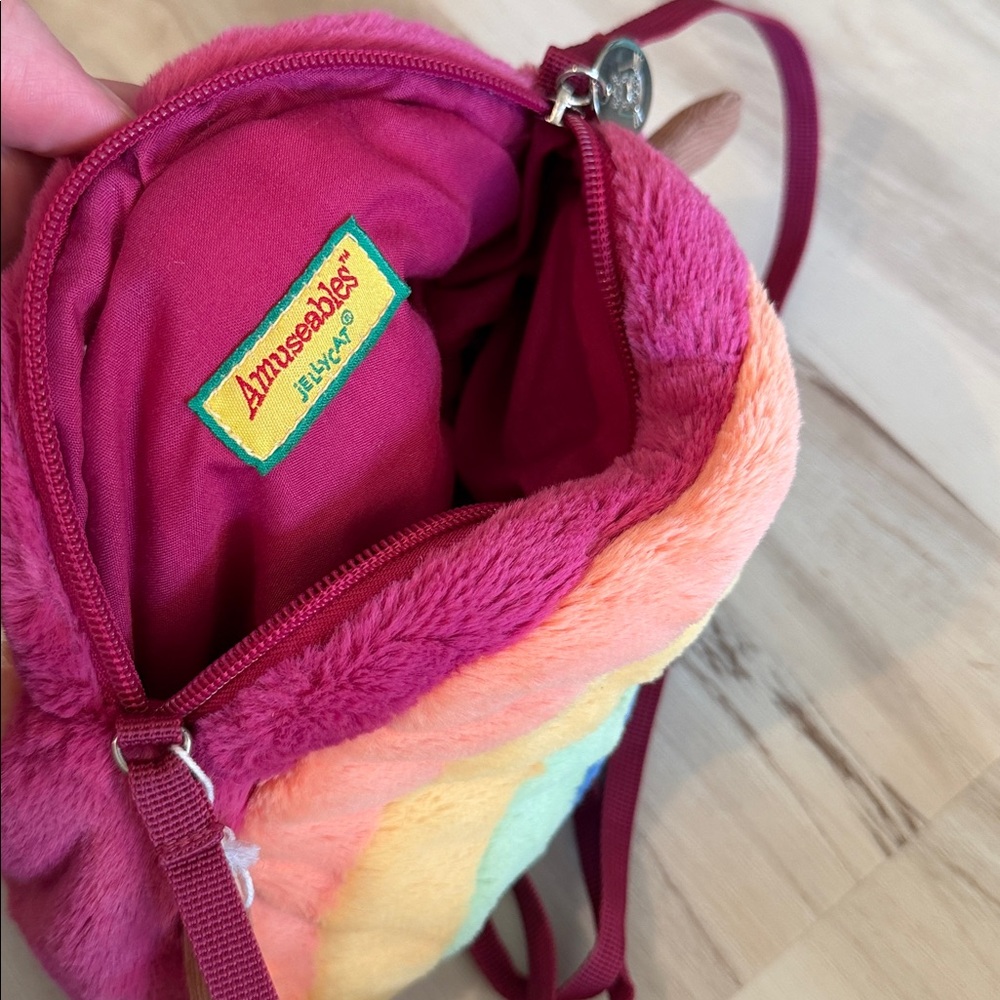 Jellycat Pink Plush Rainbow Crossbody Bag with Multicolor Smile - Picture 4 of 4